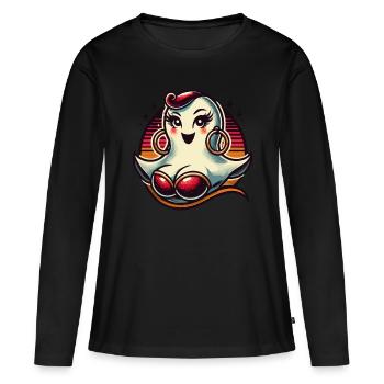 Drôle Glamour Goule Flashy Halloween - T-shirt manches longues Premium bio Femme - noir - Devant - Julia (174cm)