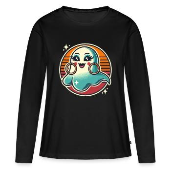 Drôle Glamour Goule Flashy Halloween - T-shirt manches longues Premium bio Femme - noir - Devant - Julia (174cm)