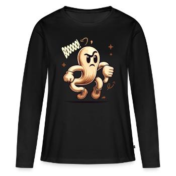 Booing fantôme Drôle Halloween Ghost Design - T-shirt manches longues Premium bio Femme - noir - Devant - Julia (174cm)