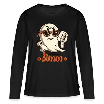 Booing fantôme drôle fantôme Halloween design - T-shirt manches longues Premium bio Femme - noir - Devant - Julia (174cm)