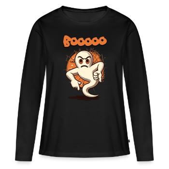 Booing Ghost Drôle Ghost Design Jeu de Mots - T-shirt manches longues Premium bio Femme - noir - Devant - Julia (174cm)