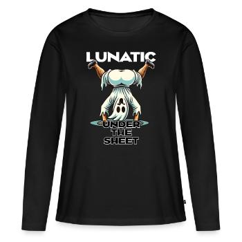 Lunatique sous feuille drôle Ghost Design - T-shirt manches longues Premium bio Femme - noir - Devant - Julia (174cm)