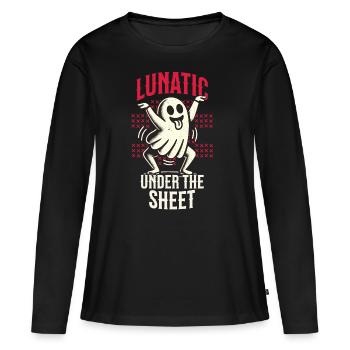 Lunatique sous le drap drôle de conception fantôme - T-shirt manches longues Premium bio Femme - noir - Devant - Julia (174cm)