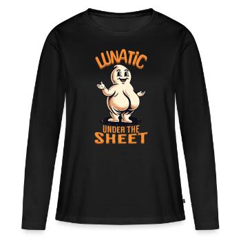Lunatique sous feuille drôle Ghost Design - T-shirt manches longues Premium bio Femme - noir - Devant - Julia (174cm)