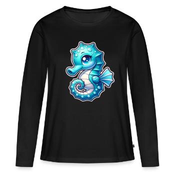 Hippocampe Hippocampe - T-shirt manches longues Premium bio Femme - noir - Devant - Julia (174cm)