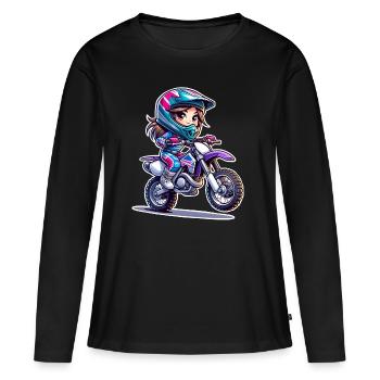 Motocross Femmes Filles Fille - T-shirt manches longues Premium bio Femme - noir - Devant - Julia (174cm)