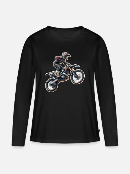 Motocross - Premium økologisk langermet T-skjorte for kvinner - svart