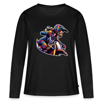 Motocross Femmes Filles Fille - T-shirt manches longues Premium bio Femme - noir - Devant - Julia (174cm)