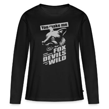 Fox Devils Wild FDW Fox Devil Wild Denglish - T-shirt manches longues Premium bio Femme - noir - Devant - Julia (174cm)