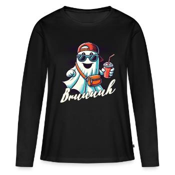 Unheimliches Halloween Gespenst Bruh - Frauen Premium Bio Langarmshirt - Schwarz - Vorne - Julia (174cm)