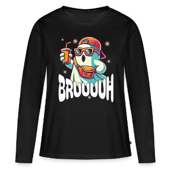 Unheimliches Halloween Gespenst Bruh - Frauen Premium Bio Langarmshirt - Schwarz - Vorne - Julia (174cm)