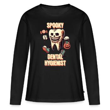 Aventure dentaire effrayante d’Halloween - T-shirt manches longues Premium bio Femme - noir - Devant - Julia (174cm)