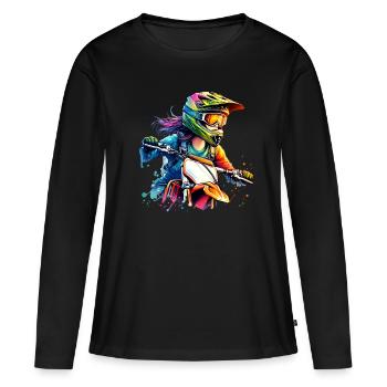 Motocross Femmes Filles Fille - T-shirt manches longues Premium bio Femme - noir - Devant - Julia (174cm)