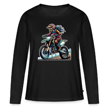 Motocross Femmes Filles Fille - T-shirt manches longues Premium bio Femme - noir - Devant - Julia (174cm)
