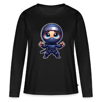 Ninja - T-shirt manches longues Premium bio Femme - noir - Devant - Julia (174cm)