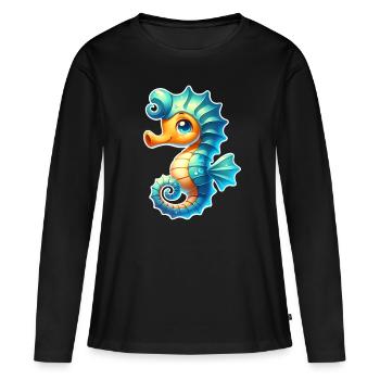 Hippocampe Hippocampe - T-shirt manches longues Premium bio Femme - noir - Devant - Julia (174cm)