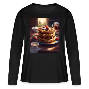 Crêpes pour le petit-déjeuner - T-shirt manches longues Premium bio Femme - noir - Devant - Julia (174cm)