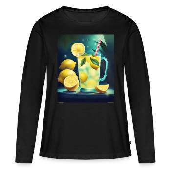 Pichet de limonade en verre - T-shirt manches longues Premium bio Femme - noir - Devant - Julia (174cm)