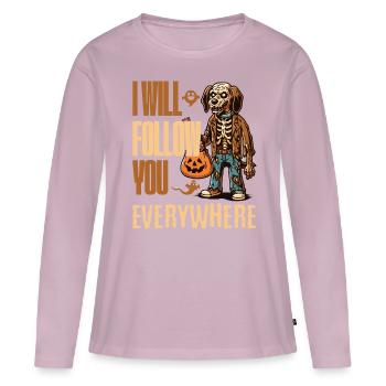 Halloween Gruseliger Hund Begleiter - Frauen Premium Bio Langarmshirt - Altrosa - Vorne - Julia (174cm)