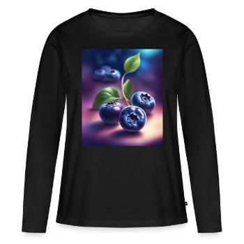 Awesome blueberry graphic t-shirt design - Women's Premium Organic Long Sleeve Shirt - black - Front - Julia (174cm)