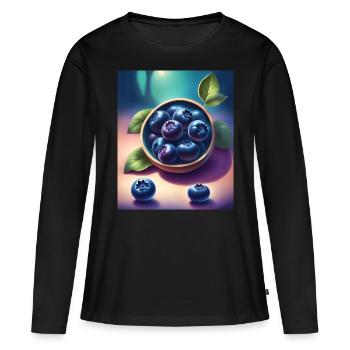 Leckere Heidelbeeren - Frauen Premium Bio Langarmshirt - Schwarz - Vorne - Julia (174cm)
