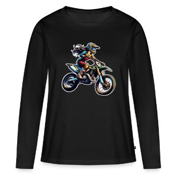 Motocross Femmes Filles Fille - T-shirt manches longues Premium bio Femme - noir - Devant - Julia (174cm)