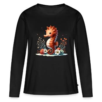 Hippocampe Hippocampe - T-shirt manches longues Premium bio Femme - noir - Devant - Julia (174cm)