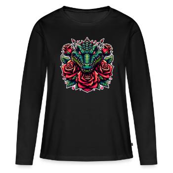 Alligator - T-shirt manches longues Premium bio Femme - noir - Devant - Julia (174cm)