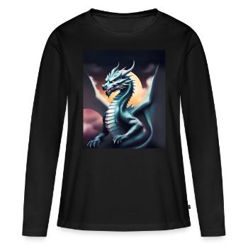 Dragon gris - T-shirt manches longues Premium bio Femme - noir - Devant - Julia (174cm)