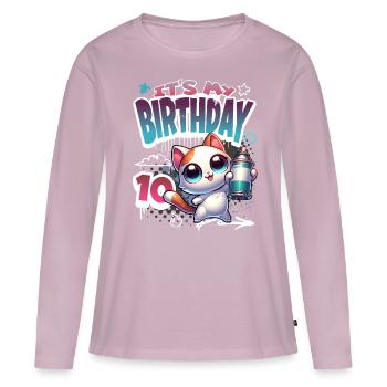 10th Birthday Cat Graffiti - Women's Premium Organic Long Sleeve Shirt - dusky pink - Front - Julia (174cm)