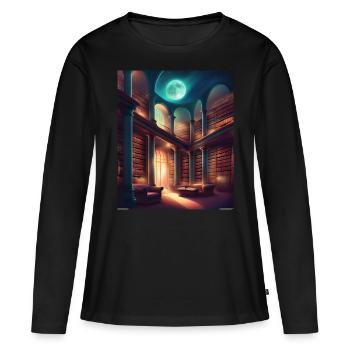 Bibliothèque fantastique - T-shirt manches longues Premium bio Femme - noir - Devant - Julia (174cm)