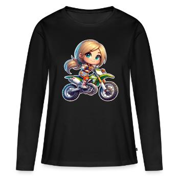 Motocross Femmes Filles Fille - T-shirt manches longues Premium bio Femme - noir - Devant - Julia (174cm)