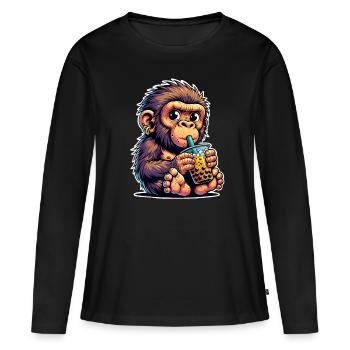 Neanderthal Bubble Tea - Women's Premium Organic Long Sleeve Shirt - black - Front - Julia (174cm)