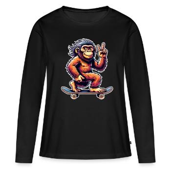 Neanderthal Skateboard Skater - Women's Premium Organic Long Sleeve Shirt - black - Front - Julia (174cm)