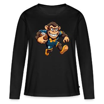 Singe de rugby - T-shirt manches longues Premium bio Femme - noir - Devant - Julia (174cm)