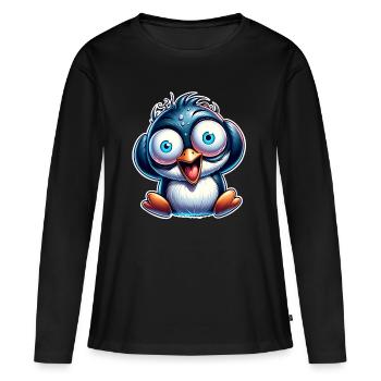 Pinguin Crazy - Frauen Premium Bio Langarmshirt - Schwarz - Vorne - Julia (174cm)