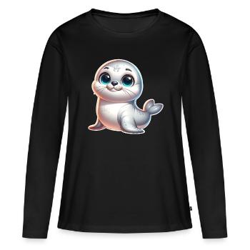 Robbe Seehund - Frauen Premium Bio Langarmshirt - Schwarz - Vorne - Julia (174cm)