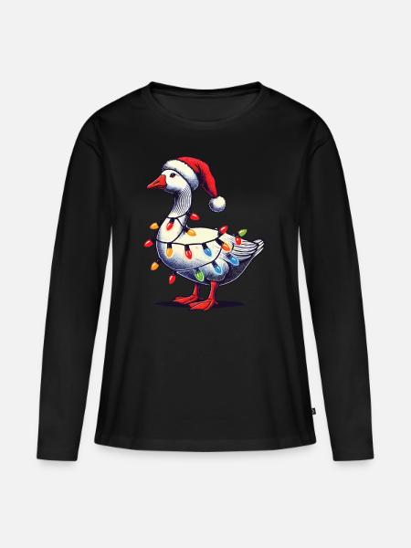 Oie de Noël drôle et maladroite - T-shirt manches longues Premium bio Femme - noir