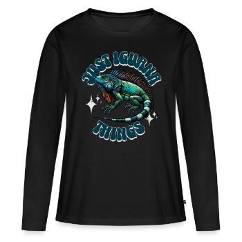 Iguane - T-shirt manches longues Premium bio Femme - noir - Devant - Julia (174cm)