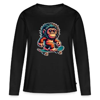 Neanderthal Skateboard Skater - Women's Premium Organic Long Sleeve Shirt - black - Front - Julia (174cm)