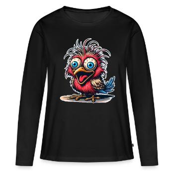 Vogel - Frauen Premium Bio Langarmshirt - Schwarz - Vorne - Julia (174cm)