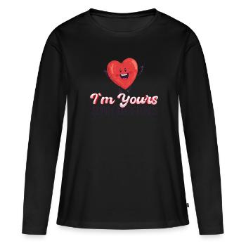Je suis à toi Je suis à toi pas d’échange - T-shirt manches longues Premium bio Femme - noir - Devant - Julia (174cm)