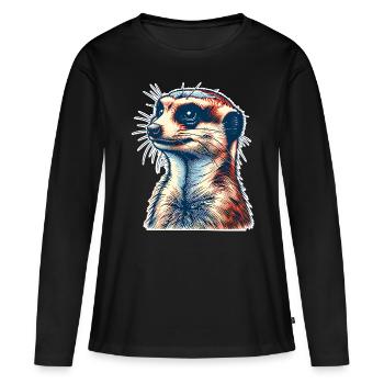 Suricate - T-shirt manches longues Premium bio Femme - noir - Devant - Julia (174cm)