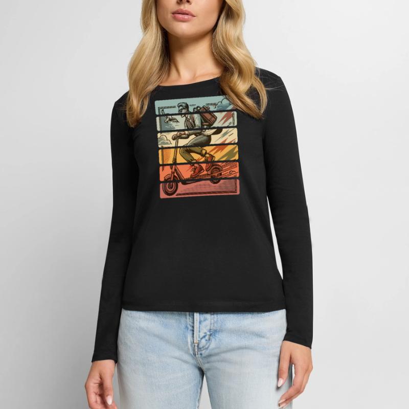 E-Scooter E-Roller Tretroller Frauen Premium Bio Langarmshirt