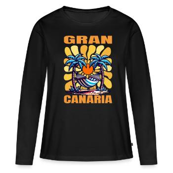 Gran Canaria - Frauen Premium Bio Langarmshirt - Schwarz - Vorne - Julia (174cm)