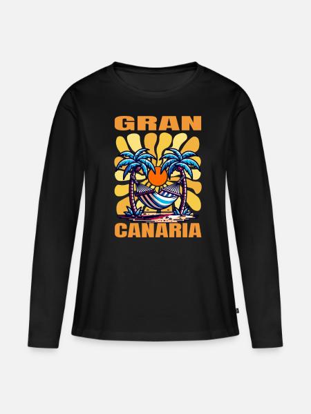 Gran Canaria - Frauen Premium Bio Langarmshirt - Schwarz