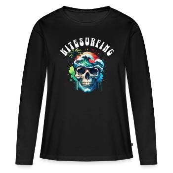 Kitesurf Kitesurfer Kiteboard - T-shirt manches longues Premium bio Femme - noir - Devant - Julia (174cm)