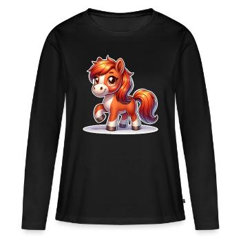 Cheval - T-shirt manches longues Premium bio Femme - noir - Devant - Julia (174cm)