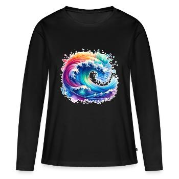 Vague - T-shirt manches longues Premium bio Femme - noir - Devant - Julia (174cm)