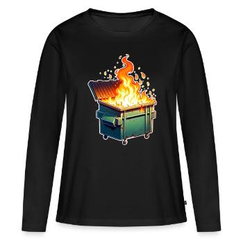 Brûler une poubelle - T-shirt manches longues Premium bio Femme - noir - Devant - Julia (174cm)